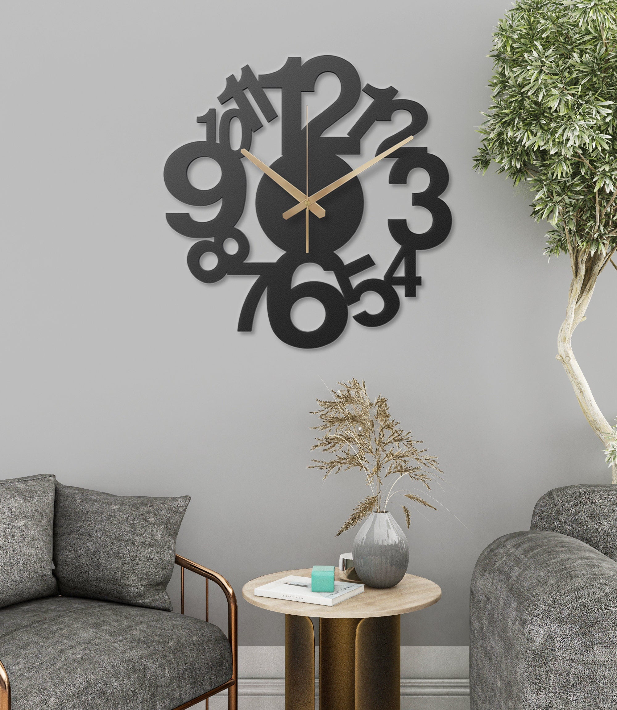 Metal Wall Clock, Unique Wall Clock, Modern Wall Clock, Extra Large Silent Wall Clock With Roman Numbers, New Home Gift, Horloge Murale