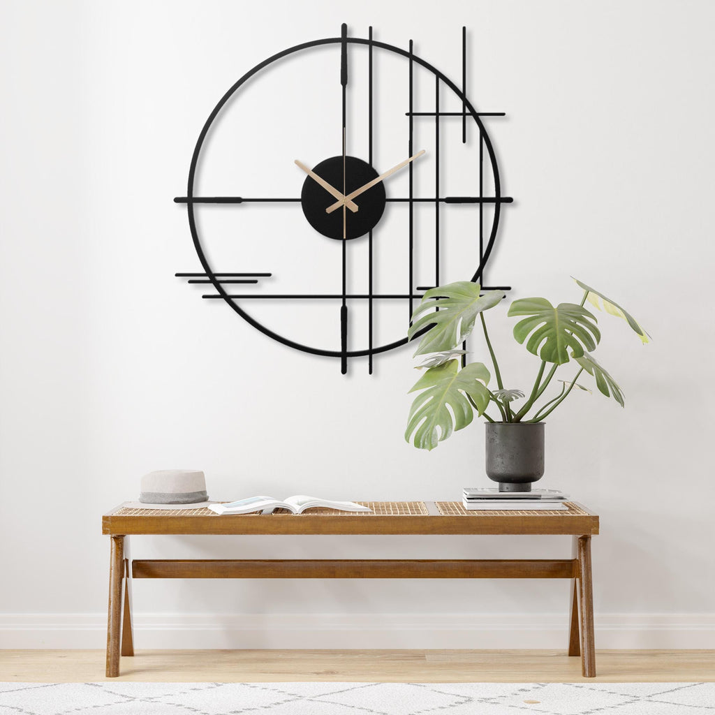 Japanese Metal Wall Clock, Zen Art, Minimalist Oriental Decor