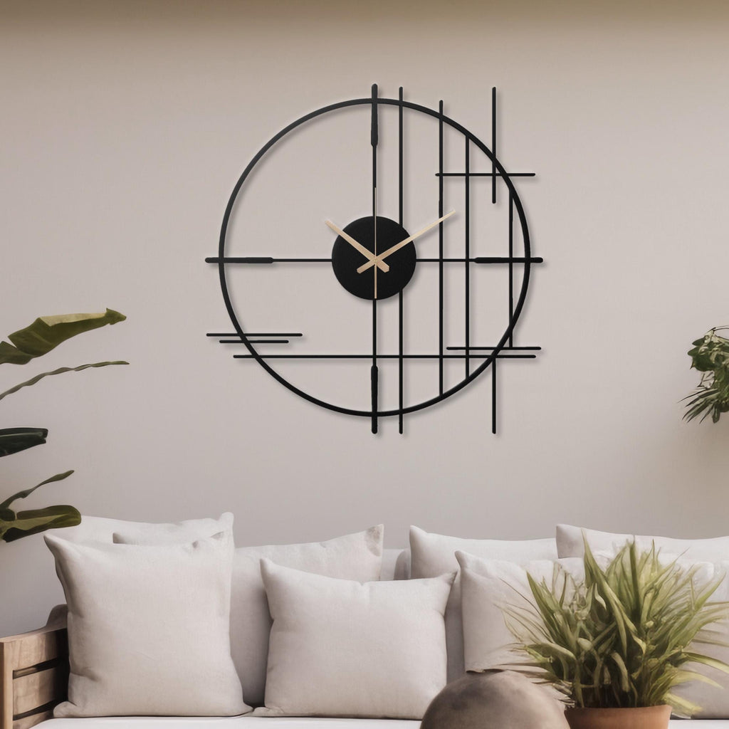 Japanese Metal Wall Clock, Zen Art, Minimalist Oriental Decor