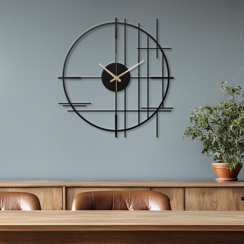 Japanese Metal Wall Clock, Zen Art, Minimalist Oriental Decor