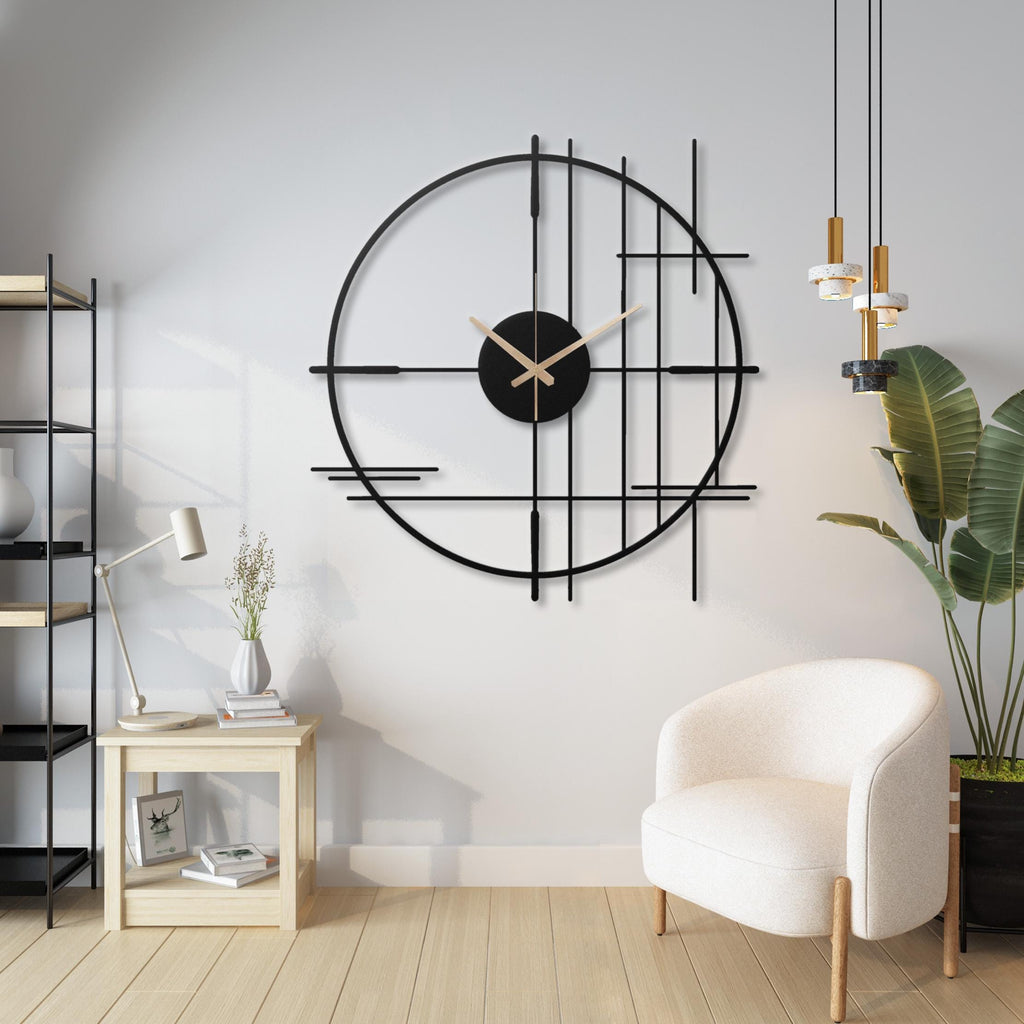 Japanese Metal Wall Clock, Zen Art, Minimalist Oriental Decor