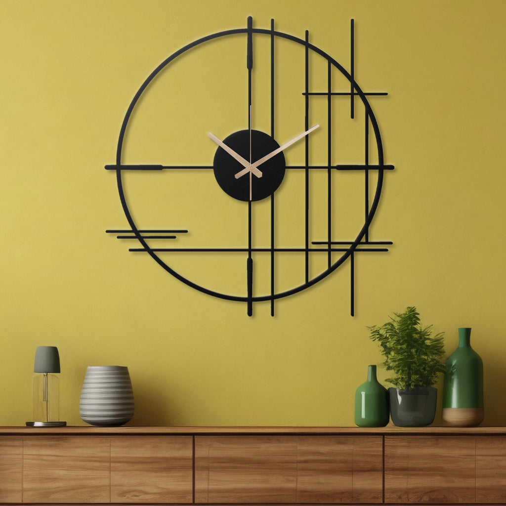 Japanese Metal Wall Clock, Zen Art, Minimalist Oriental Decor