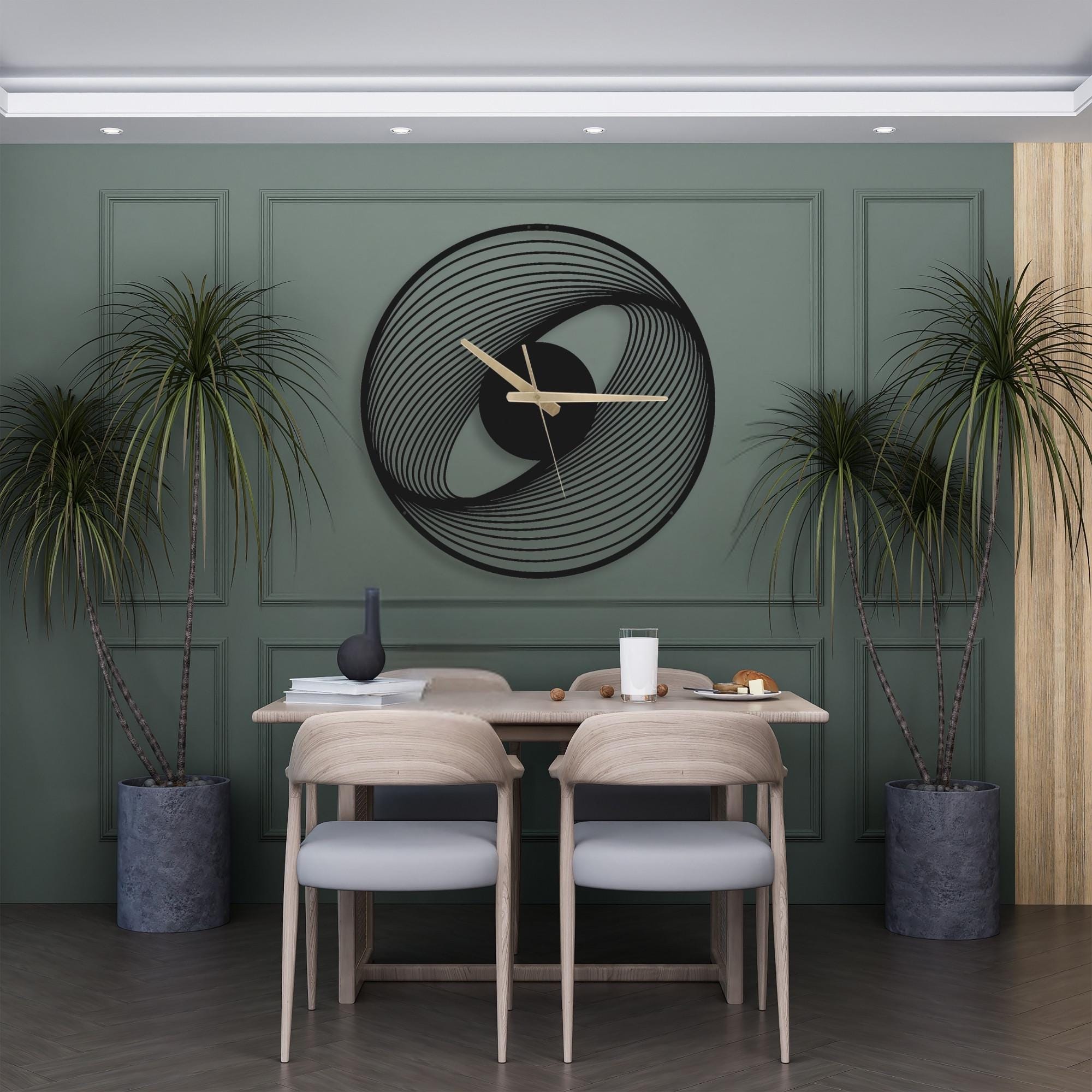 Spiral Metal Wall Clock: Modern Silent Floating Wall Art