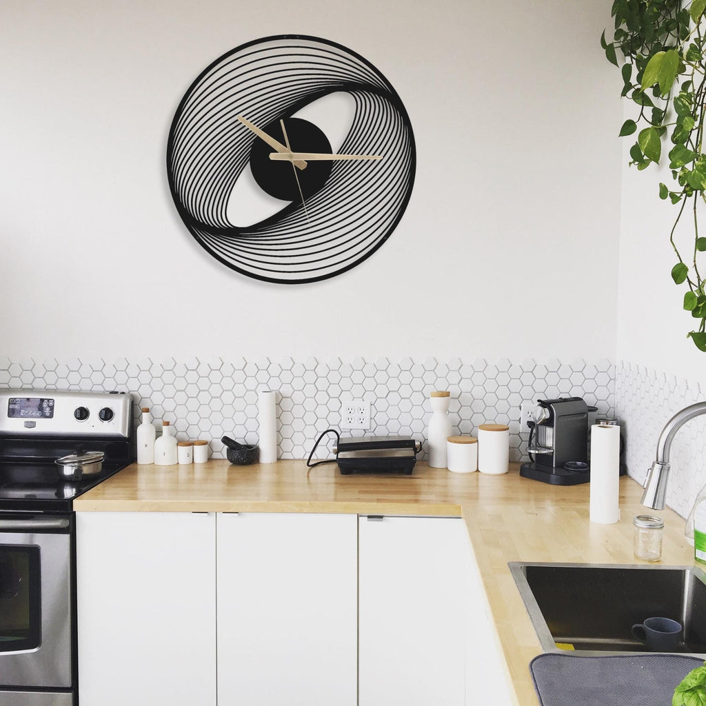 Spiral Metal Wall Clock: Modern Silent Floating Wall Art
