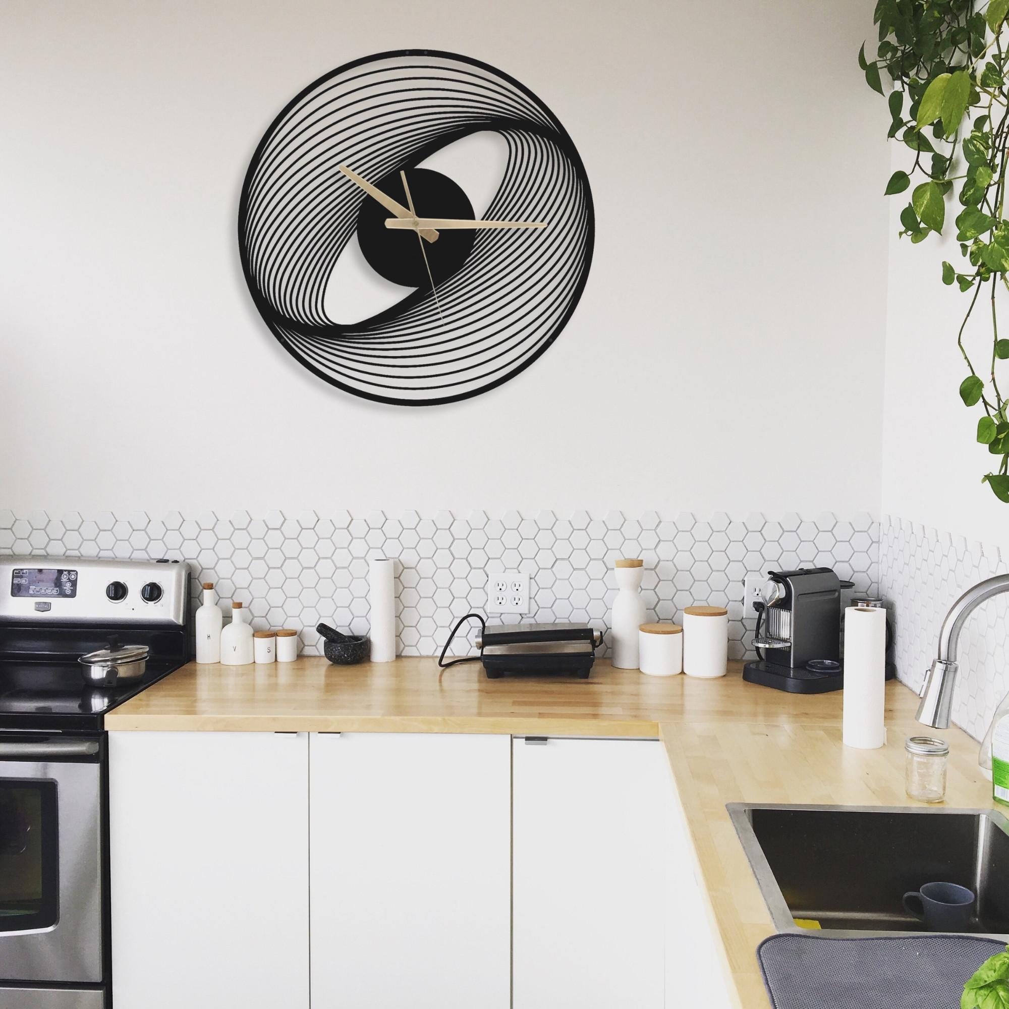 Spiral Metal Wall Clock: Modern Silent Floating Wall Art