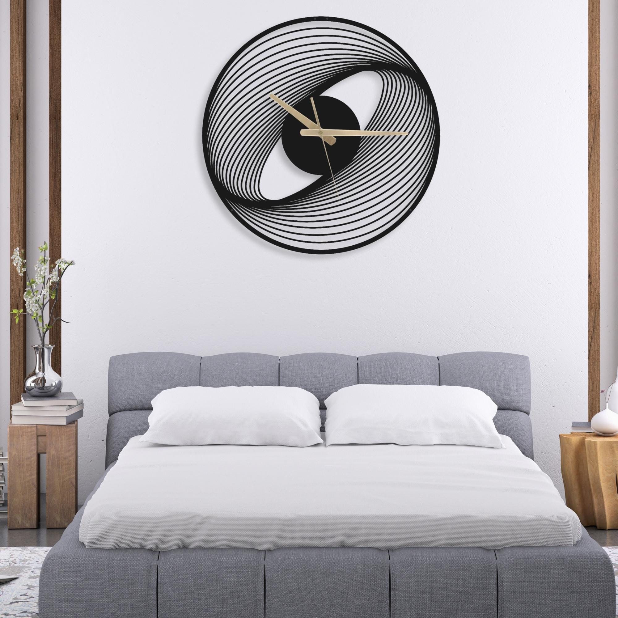 Spiral Metal Wall Clock: Modern Silent Floating Wall Art