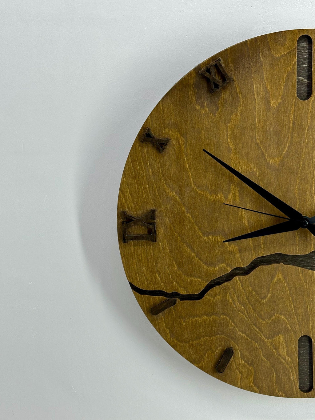 Handmade Wooden Wall Clock: Silent Mid-Century Modern Farmhouse Decor