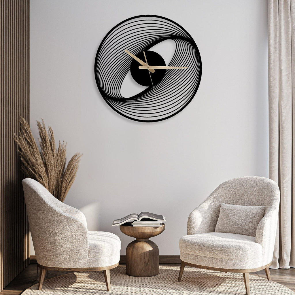 Spiral Metal Wall Clock: Modern Silent Floating Wall Art