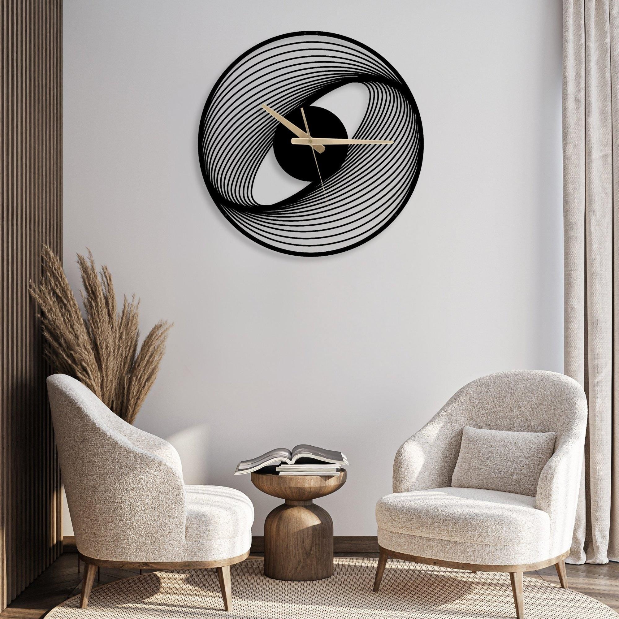 Spiral Metal Wall Clock: Modern Silent Floating Wall Art