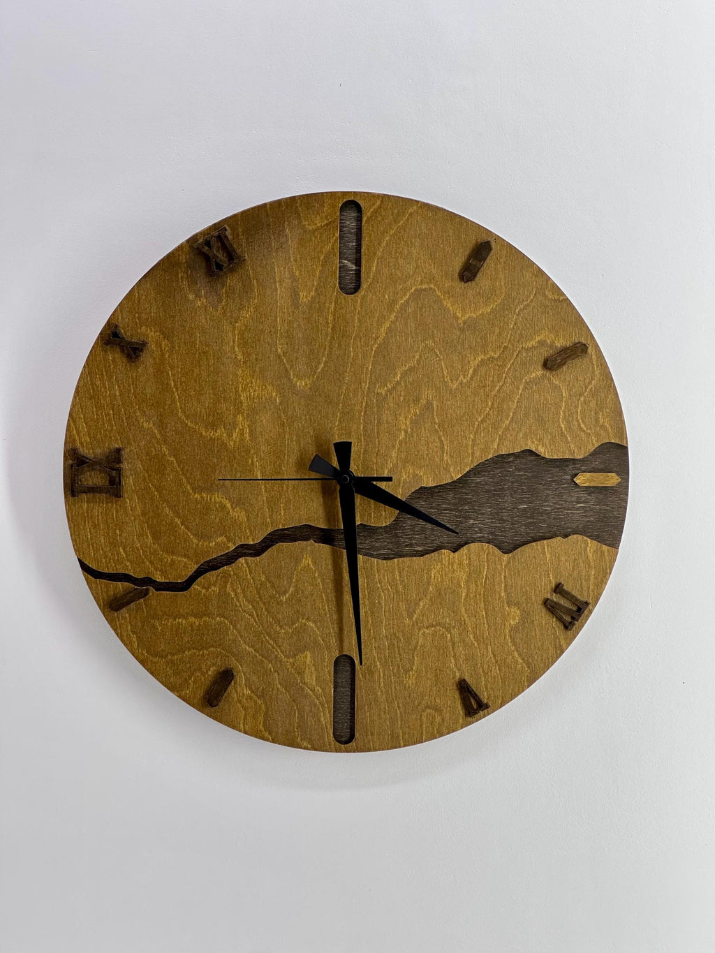 Handmade Wooden Wall Clock: Silent Mid-Century Modern Farmhouse Decor