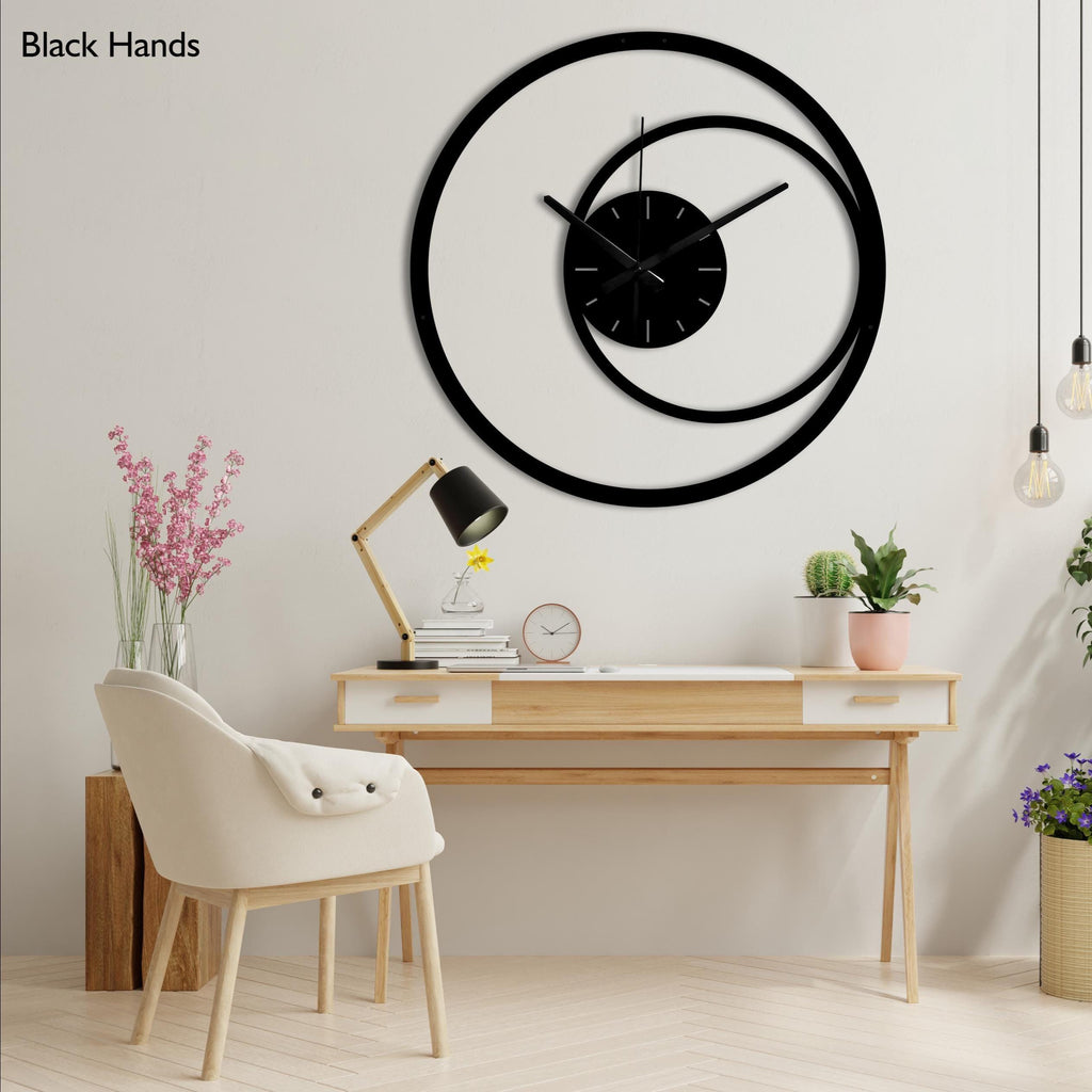 Modern Spiral Metal Wall Clock, Black Minimalist Geometric Wall Clock, Large Decorative Wall Clock, Unique Silent Clock Gift, Metal Wall Art