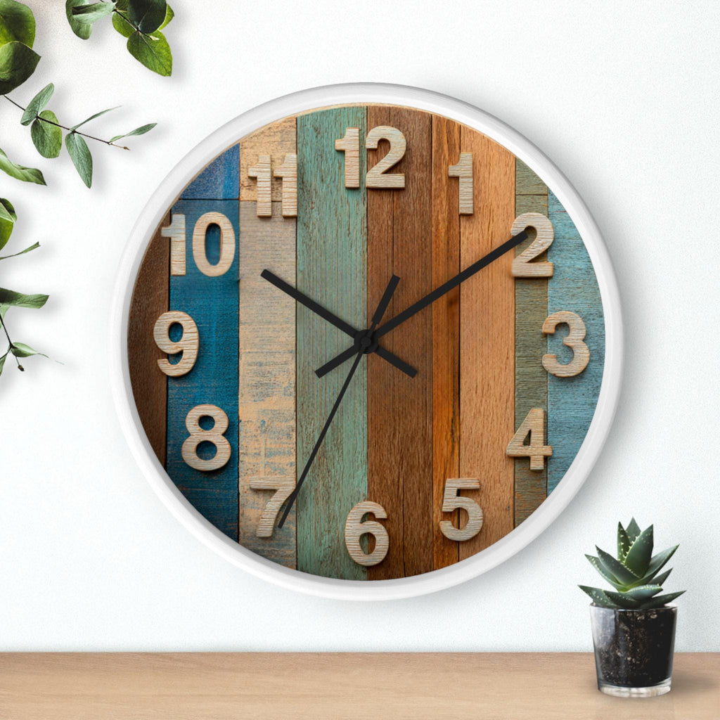 Rustic Wooden Wall Clock: Farmhouse Kitchen Decor, 10"