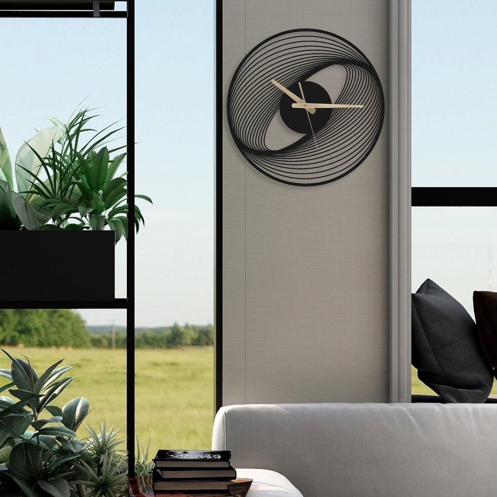 Spiral Metal Wall Clock: Modern Silent Floating Wall Art