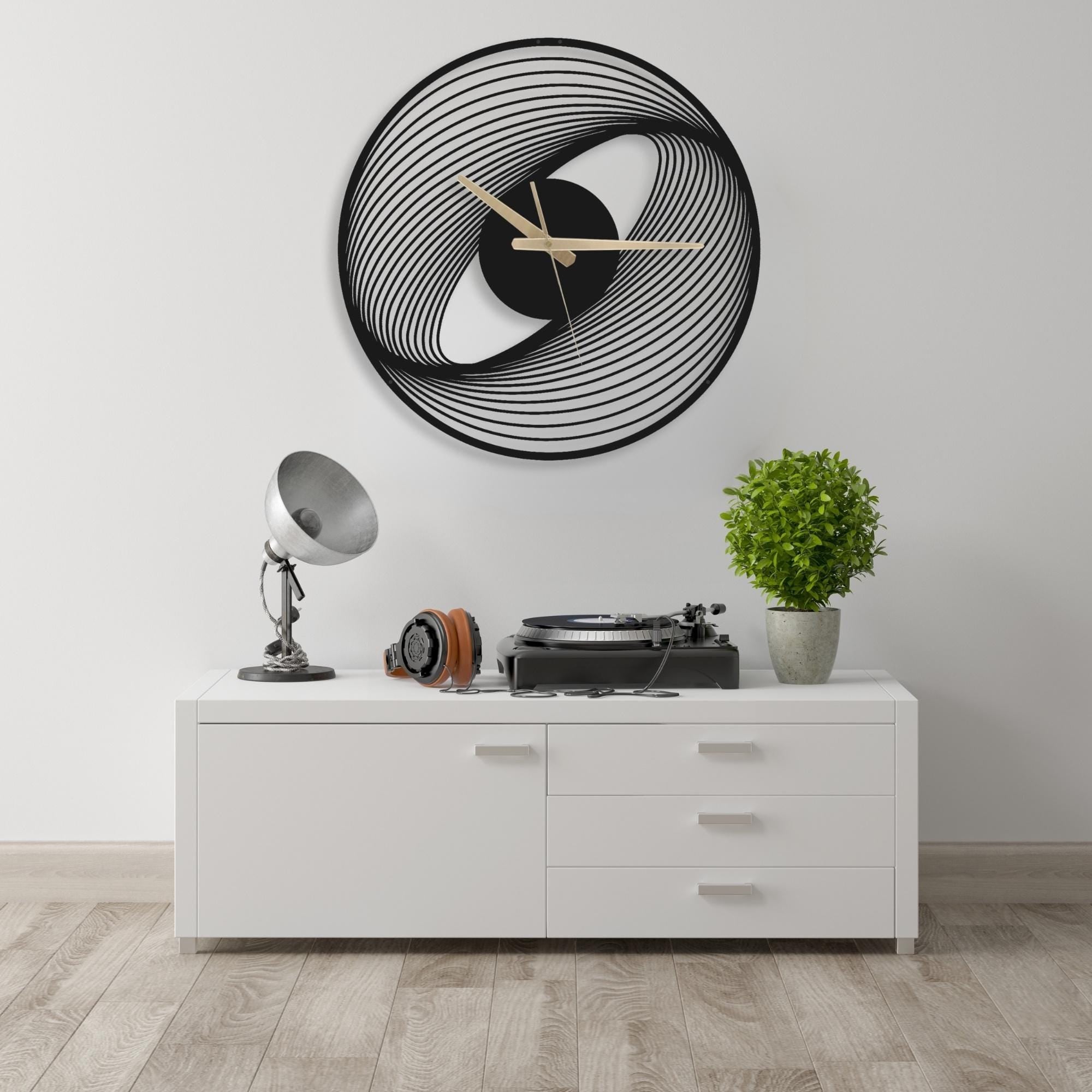 Spiral Metal Wall Clock: Modern Silent Floating Wall Art