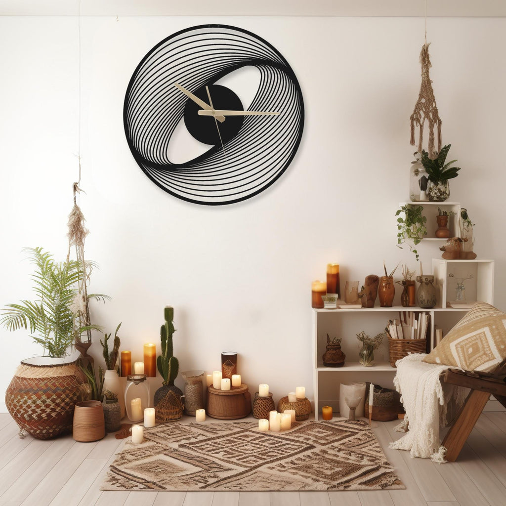 Spiral Metal Wall Clock: Modern Silent Floating Wall Art