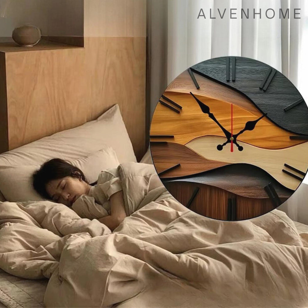 Nordic Wooden Wall Clock – Round Silent Quartz Hanging Clock For Living Room, Office & Bedroom Home Decor