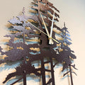 Pine Tree Metal Wall Clock, Unique Nature Inspired Home Decor For Farmhouse Living Room Or Cabin