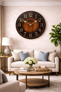 Rustic Black & Wood Wall Clock, 8 Sizes!!, Extra Quiet Mechanism, Lifetime Warranty, Optional To Add Your Words, Large Wall Clock
