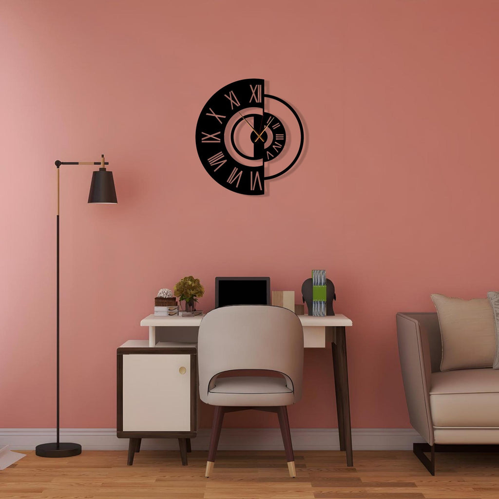 Modern Geometric Metal Wall Clock, Silent Minimalist Wall Art, Oversized Living Room Decor