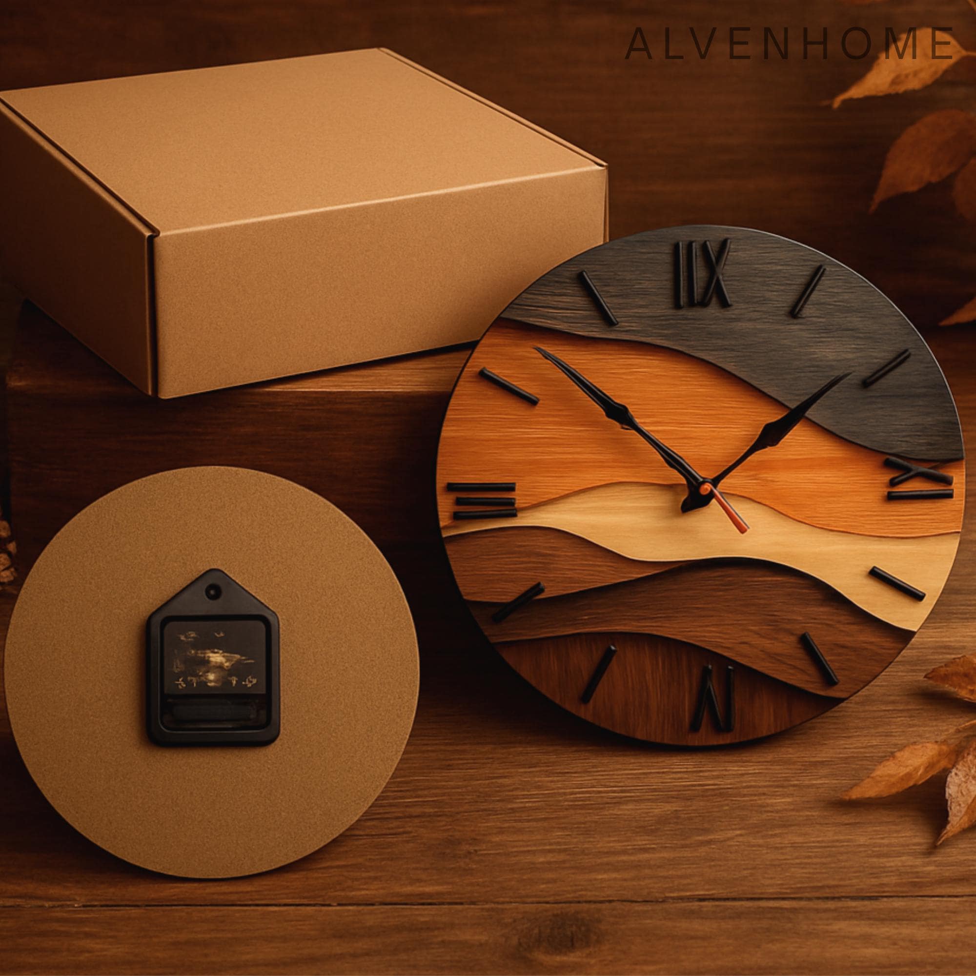 Nordic Wooden Wall Clock – Round Silent Quartz Hanging Clock For Living Room, Office & Bedroom Home Decor
