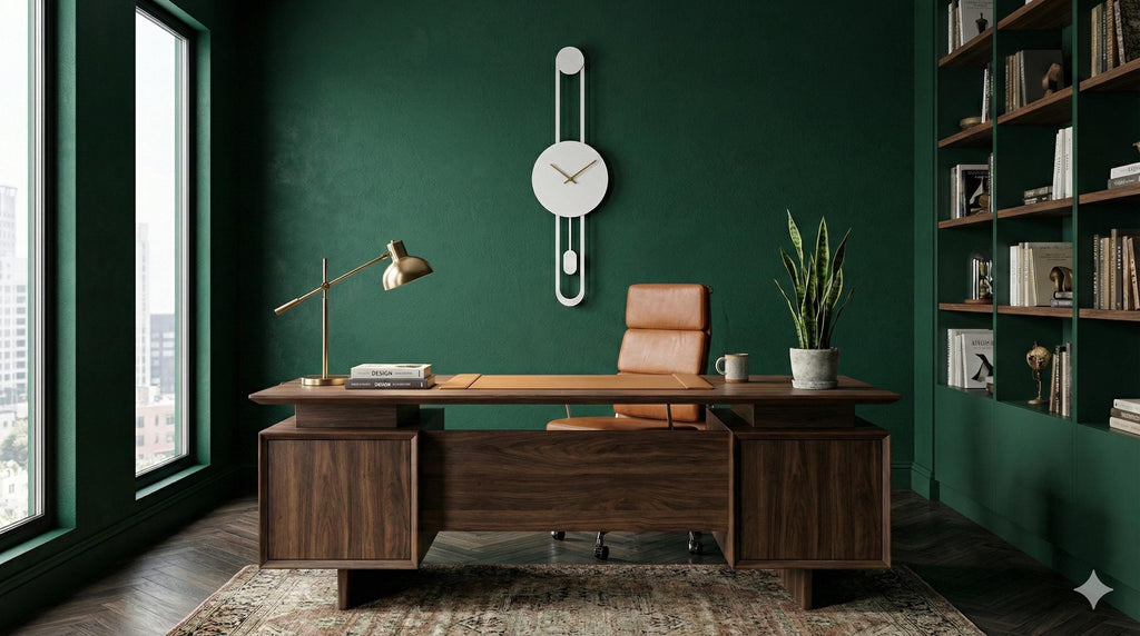 Sleek Metal Pendulum Wall Clock, Modern Geometric Design
