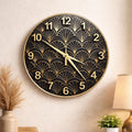 Art Deco Fan Glass Clock – Scallop Patterned Round Wall Timepiece, art deco wall clock,  art deco clock