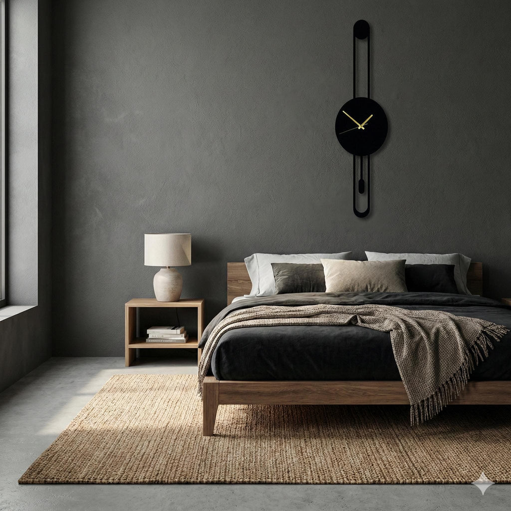 Sleek Metal Pendulum Wall Clock, Modern Geometric Design