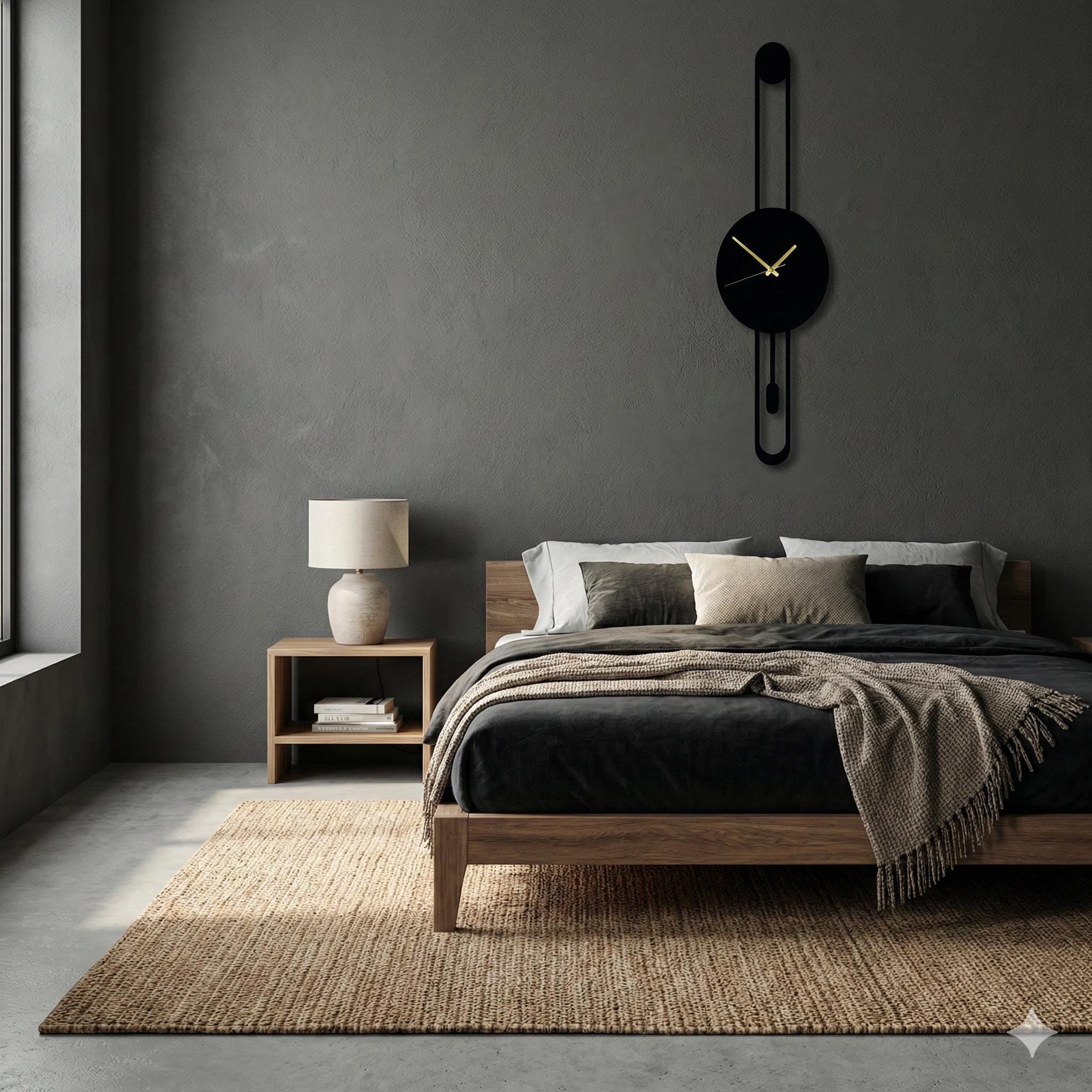 Sleek Metal Pendulum Wall Clock, Modern Geometric Design