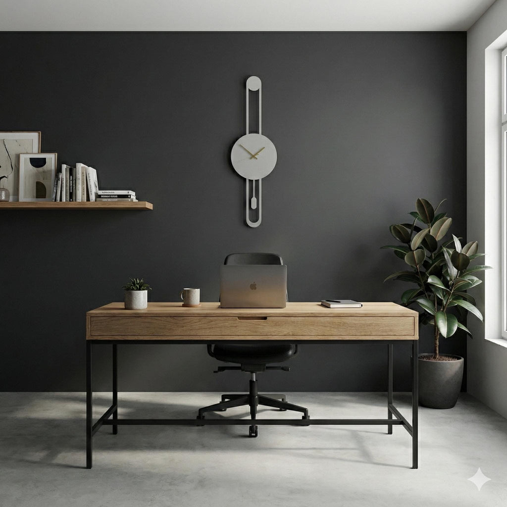 Sleek Metal Pendulum Wall Clock, Modern Geometric Design