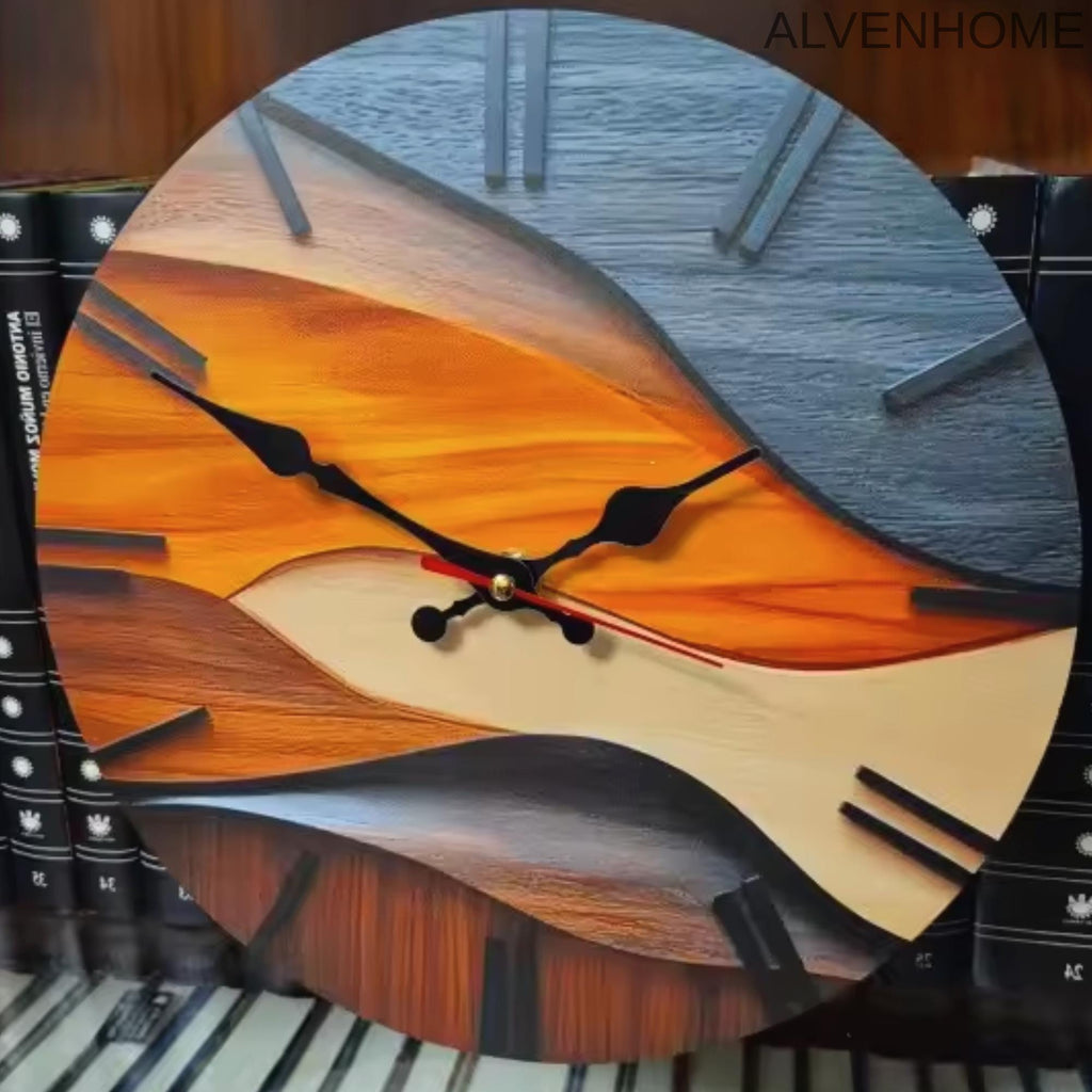Nordic Wooden Wall Clock – Round Silent Quartz Hanging Clock For Living Room, Office & Bedroom Home Decor