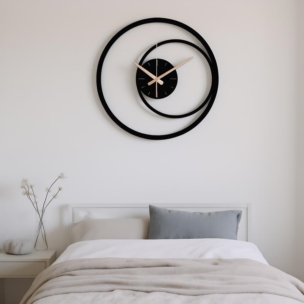 Modern Spiral Metal Wall Clock, Black Minimalist Geometric Wall Clock, Metal Wall Art,large Decorative Wall Clock, Unique Silent Clock Gift