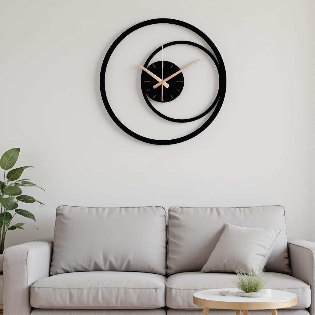 Modern Spiral Metal Wall Clock, Black Minimalist Geometric Wall Clock, Metal Wall Art,large Decorative Wall Clock, Unique Silent Clock Gift
