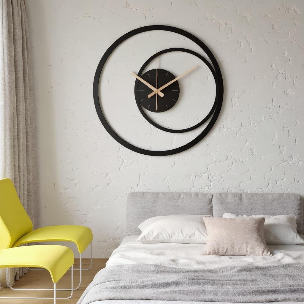 Modern Spiral Metal Wall Clock, Black Minimalist Geometric Wall Clock, Metal Wall Art,large Decorative Wall Clock, Unique Silent Clock Gift